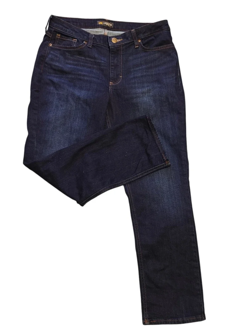 Lee Dark Straight Leg Mid Rise Indigo Women’s Straight-Leg Jeans Size 12